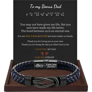 I Love You Gifts for Him Leather Bracelet for Men Knot Infinity Bracelets Fathers Day Gift for Husband Boyfriend Dad Son Grandson Anniversary Birthday Jewelry Graduation Gifts for Him 2026