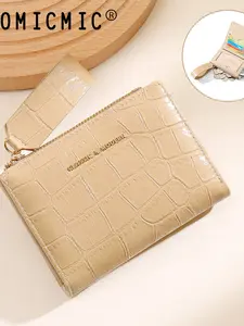 New Unique Design Bifold Wallet, Stone Texture Crocodile Pattern, Unisex PU Leather, Multi-Function, Short, Multiple Card Slots, Zip Closure
