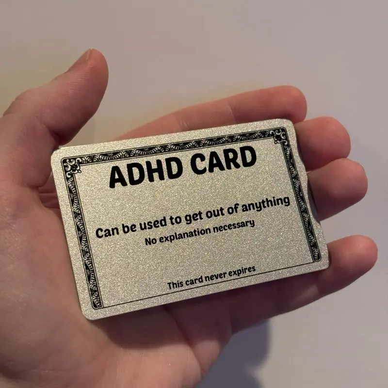 Plastic ADHD Card For Your Wallet. Funny Excuse Cards. Hilarious Gag Gift and White Elephant Present