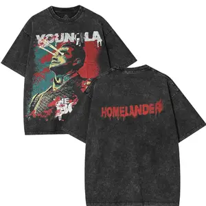 Retro Limited Homelander T-Shirt, The Boys Graphic Tees, Comic Movie Oversized Heavyweight Cotton Washed Tee, TV Show Merch, Men Gifts Fabric Menswear