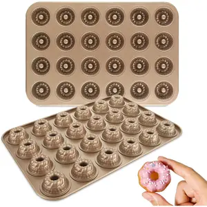 2 Pack Mini Bundlette Cake Pans for Baking, 24-Cavity Mini Fluted Cake Pans, Nonstick Carbon Bundtini Cake Molds, Mini Pound Cake Pan for Cupcakes, Donuts, Cornbread, Brownies, Jellies