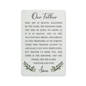 Christian Bible Verses Wall Decor Our Father Prayer Wall Decoration The Lords Prayer Wooden Hanging Sign Scripture Wall Art for Home Living Room Bedroom Home Wall Decor 8x12 Inches Religious Gift