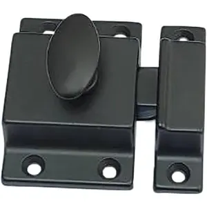 Traditional Large Oval Turn Cabinet Latch, Solid Brass 2", Matte Black 1 Pack, Suitable for Cupboard & Other Furniture, Made in Taiwan