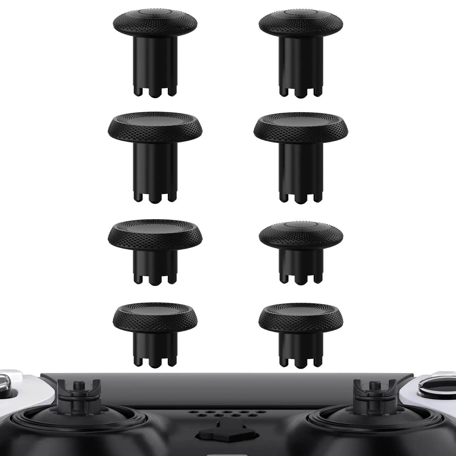 eXtremeRate ThumbsGear Interchangeable Thumbsticks for PS5 Edge Controller, Replacement Black Analog Thumb Sticks Caps for PS5 Edge Controller - 4 Heights 3 Surfaces Grips - Without Thumbstick Base