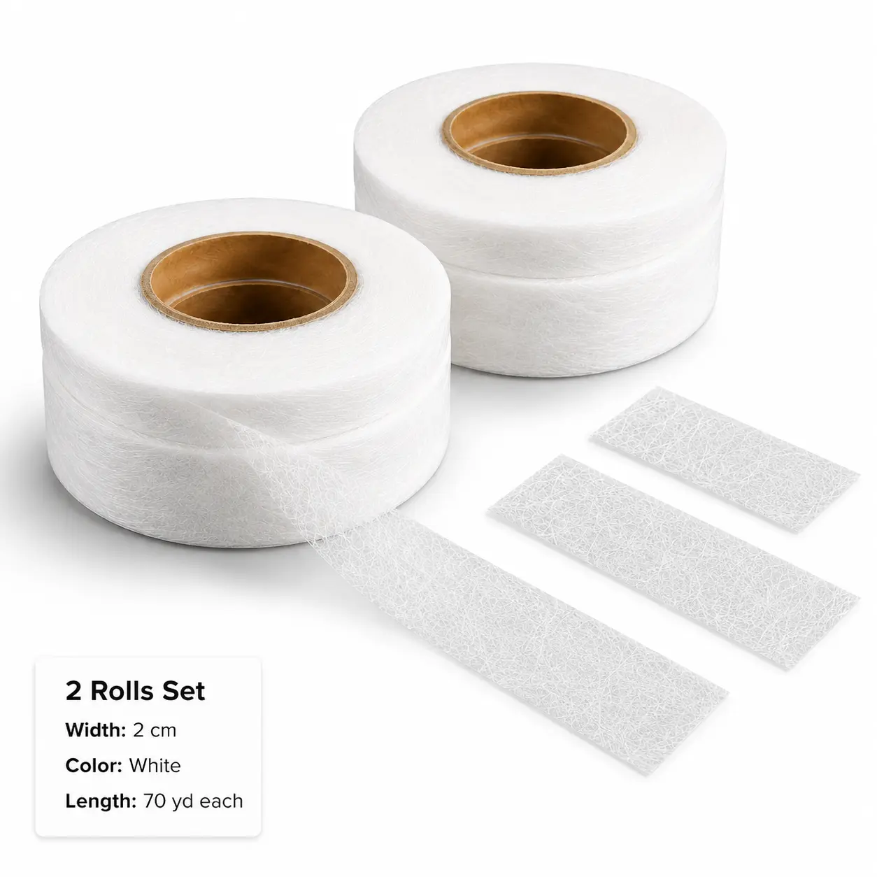 Iron-On Hemming Tape Set (2 Rolls) - 2 cm x 70 yd Each No-Sew Fusible Double-Sided Fabric Bonding Web for Garment Alterations, DIY Crafts, Quilting Projects, Home Textiles, Curtain Alterations