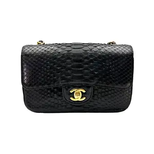 Pre-owned CHANEL Leather Shoulder Bags Classic Mini Flap Black Python Shoulder Bag(25***72) CC2301