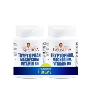 Ana Maria Lajusticia Tryptophan with Magnesium Vitamin B6 Muscle relaxation - Pack 2 units - 60 tablets each Healthcare Serenity Serotonin Supplement magnesium supplement magnesium supplement Brain Dietary