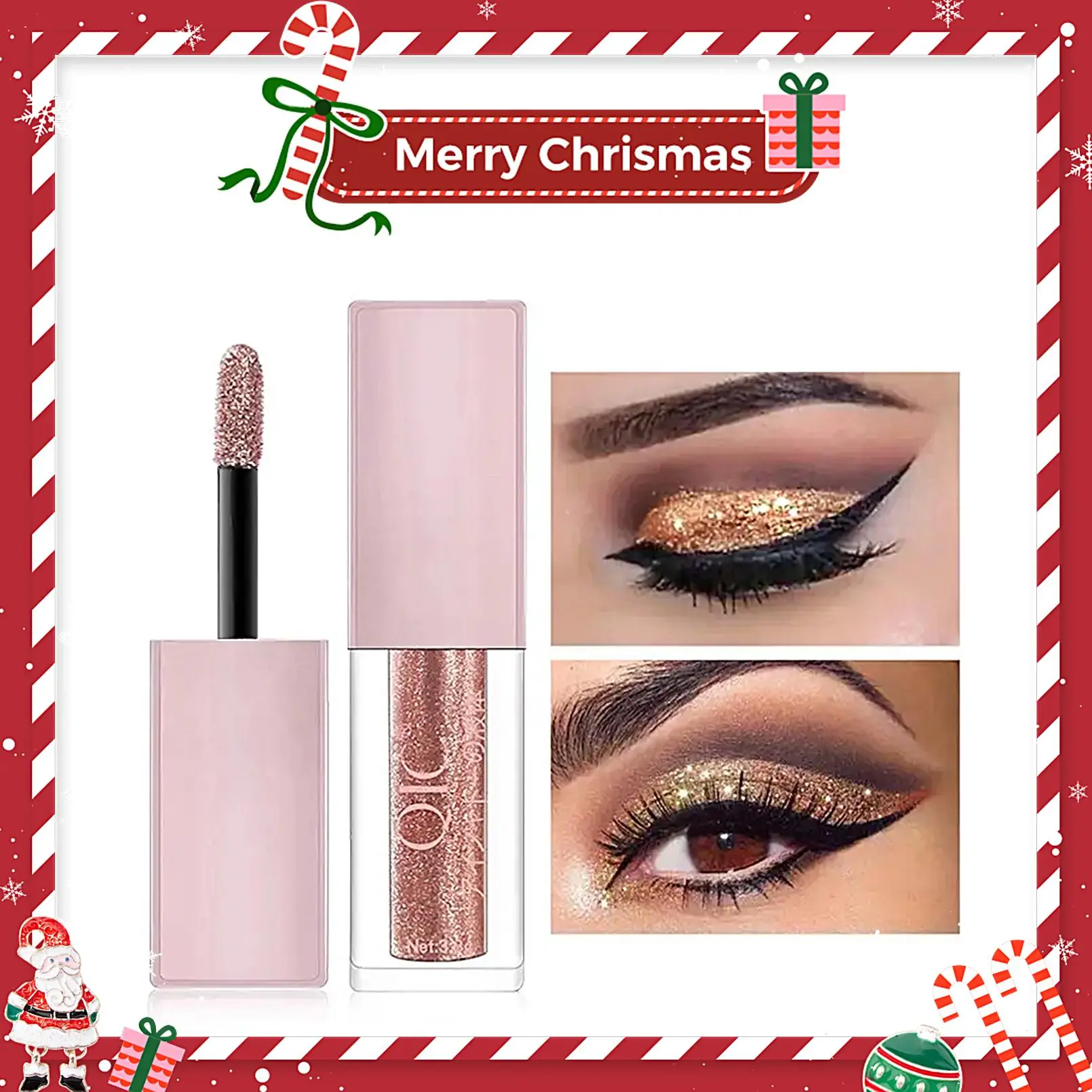 QIC Glitter Liquid Eyeshadow, Sparkling Shimmering Eye Makeup Stick for Crystal Eye Makeup, High Pigmented Metallic Eye Makeup Products for Women