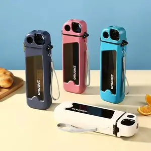 Insulated Portable Water Bottle with Leak-proof and Drop-resistant Design, Square-shaped Plastic Sports Flask with Straw, 350ml Capacity for Outdoor Activities, Travel, and Hydration Needs