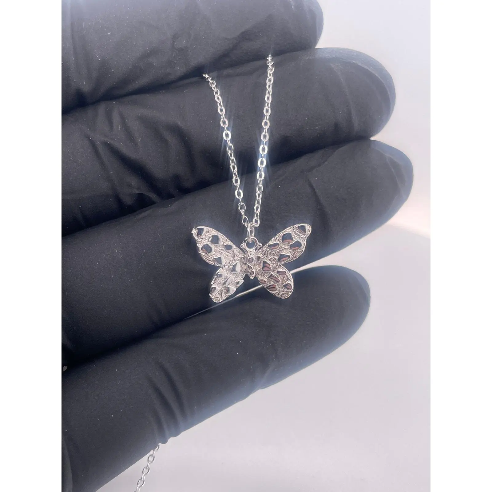 16-18in chain w/ Nugget Style Butterfly Pendant! 925 Sterling Silver, Pure Silver Necklaces & Pendants, 925 Real Silver Necklaces & Pendants