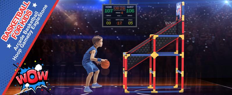 Basketball Hoop Arcade Game W/Electronic Scoreboard Cheer Sound, Basketball Hoop Indoor Outdoor W/4 Balls, Basketball Game Toys Gifts