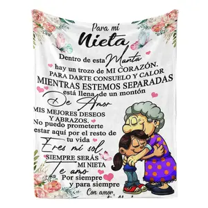 Para Mi Nieta Grandmother To Granddaughter Love Letter Flannel Blanket Sentimental Abuela Throw with Heartfelt Spanish Message & Hug Art – Ultra-Soft, Cozy, Perfect for Granddaughter Gifting, Bedroom Decor, Ideal for Year-Round Snuggling & Warm Hugs.