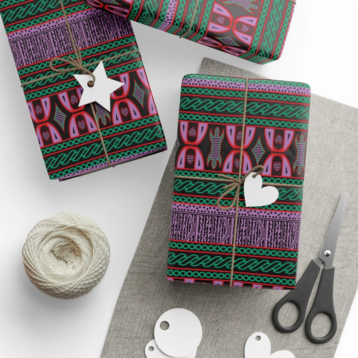 Purple Toghu African Pattern High-Definition Printing Gift Wrapping Paper - 30x180cm/30''x72'', Office Stationery with White Space at Top and Bottom Edges, Festive Cultural Art Supplies for Birthdays, Cultural Print