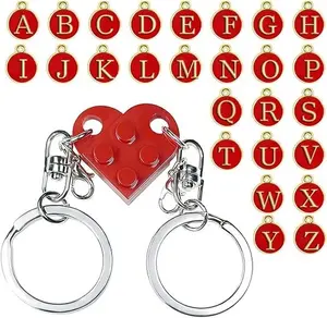 Personalized Couple Heart Keychain – Matching Brick Keychain Gift for Boyfriend, Girlfriend, Him & Her, Cute Couple Accessories