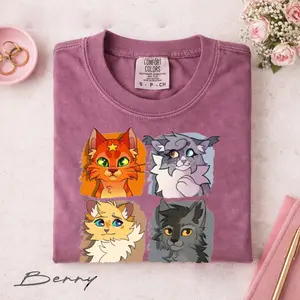 Warriors Cats Comfort Colors T Shirt, Cat Bookish Tee, Cute Movie And Book Lover Gift, Unisex Clothing
