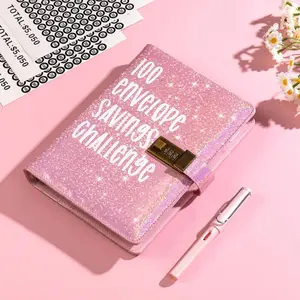 100 Envelopes Money Saving Challenge - A5 Money Saver Budget Binder Book with Cash Envelopes and Numbers, 100-Days of Easy and Funny Ways to Save $5,050 Cash Envelope Challenge Binder, Pink