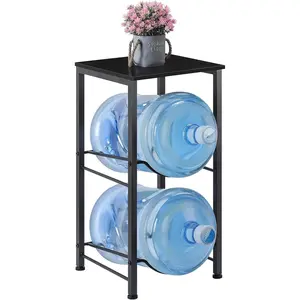5 Gallon Water Bottle Holder with Storage Shelve, Water Jug Holder, Water Jug Rack, Water Jug Stand, Water Bottle Organizer for Office, Kitchen, Living Room Black