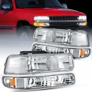 Nilight Headlight Assembly for 1999 2000 2001 2002 Chevy Silverado 1500 1500HD 2500 2500HD 3500 Chevrolet Tahoe Suburban Replacement Headlamp Housing Bumper Lights Set