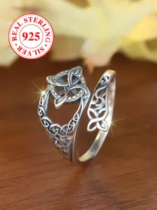 S925 Sterling Silver Vintage Cuff Ring, Fashion Jewelry for Party, Daily Clothing Decor, Trendy All-match & Exquisite Jewelry for Birthday Gift, Elegant Everyday Ring