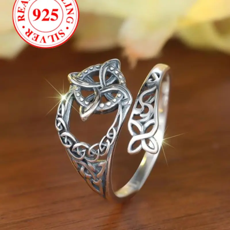 S925 Sterling Silver Vintage Cuff Ring, Vintage Inspired Ring, Fashion Jewelry for Party, Daily Clothing Decor, Trendy All-match & Exquisite Jewelry for Birthday Gift, Elegant Everyday Ring, Vintage Rings Jewelry, Vintage Style Ring