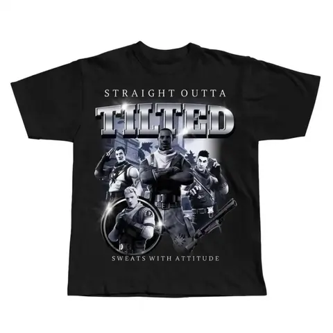 100% Cotton Breathable Fabric Round Neck Graphic T-Shirt - Unisex Short-Sleeve Casual Sports Top, Straight Outta Tilted NWA Bootleg Oldschool Rap Fan Vibe Tee, Funny Meme Menswear Gift