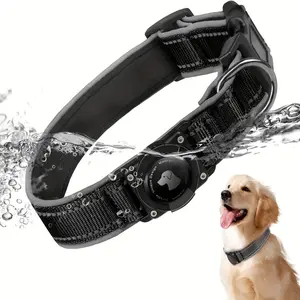 [Waterproof Dog Collar] Waterproof AirTag Dog Collar - Heavy-Duty with Enhanced Reflective Strips & Soft Padded Holder - Adjustable Nylon Strap for Small, Medium, and Large Dogs