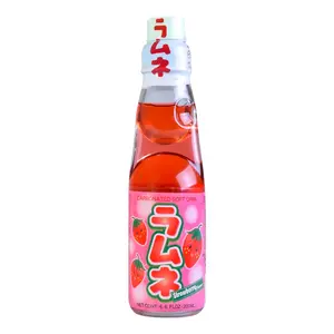 HATAKOSEN Japanese Ramune Soda - Strawberry Flavor, 200ml Bottle - Classic Japanese Drink with Unique Marble Stopper