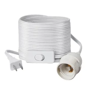 VEVOR Plug in Hanging Light Cord Kit, 16ft Lantern Extension Cords, 2 Pack E26 Light Socket Lamp Cord Replacement, Secure & Sturdy, Easy to Install, Pendant Lamp Kit On/Off Switch & Socket Rings