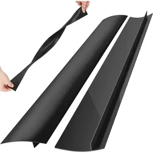 4 Pack Silicone Stove Counter Gap Covers, Heat Resistant Stove Gap Filler, 21 Inch Black Stove Guard for Counter, Easy to Clean