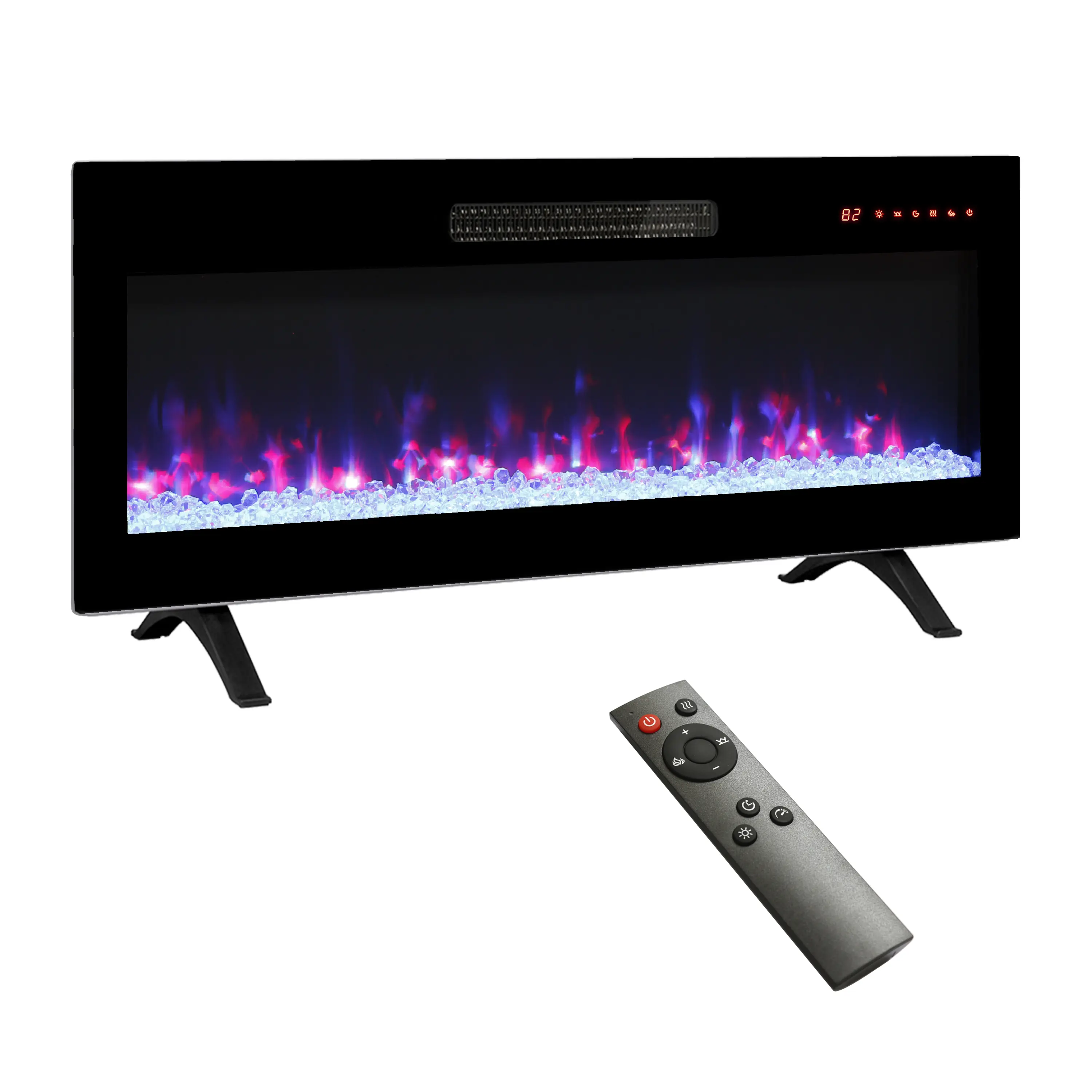 36" Recessed Wall Mount Electric Fireplace Heater - Ultra-Thin Tempered Glass Front, Remote Control, Multi-Color Flame, LED Heating, Modern Home Appliance