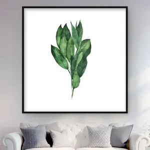 212 MAIN 48x48 in. Artistic Minimalist Nature Kitchen Artwork - White-Framed Matted Bay Leaves Bundle Photo, Kitchen Decor, Home Wall Posters & Prints, Ideal Gift, Decoration