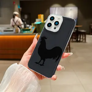 New Halloween-themed frosted design space case with rooster pattern, large holes, transparent, anti-drop, luxurious, simple, protective, shockproof, durable, full coverage, suitable for iPhone 16 Pro Max/16 Pro/16/16 Plus/15/15 Plus/15 Pro/15 Pro Max/14/1