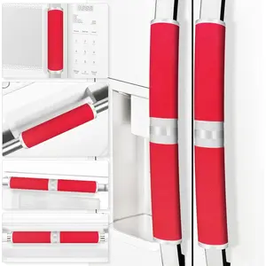 Refrigerator Door Handle Covers, Set of 6, Keep Your Kitchen Appliance Clean from  Stains, Smudges, Drips, Oil, Washable and Form-Fitting, Protector for Fridge, Ovens, Dishwashers(Red)