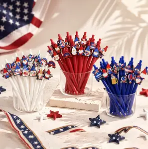 30pcs-Unisex US Independence Day Themed Retractable Ballpoint Pen Patriotic Click Gel Pen Fourth of July Party Favor Everyday Office Stationery Holiday  Gift