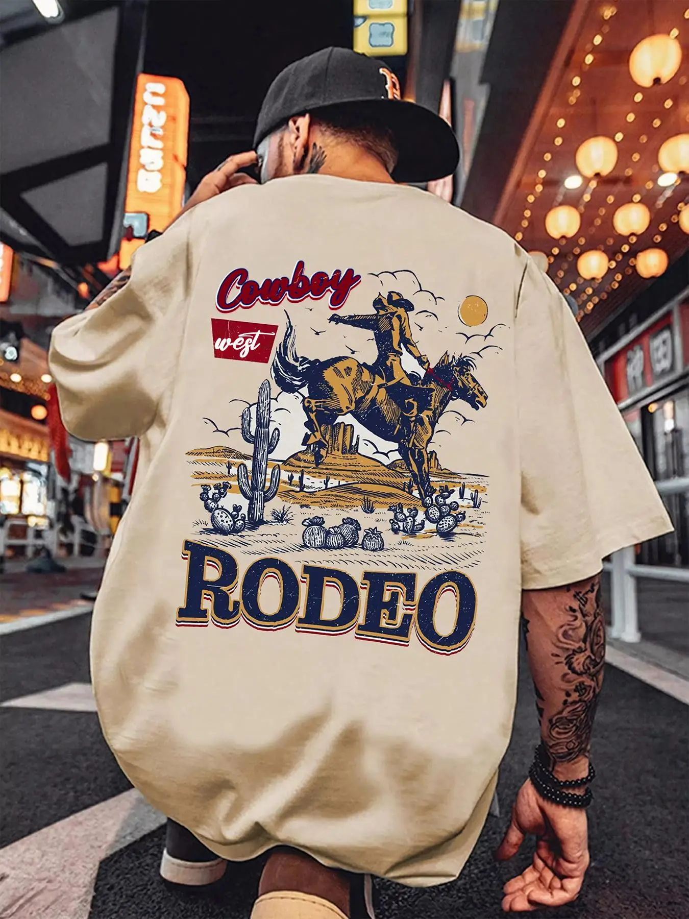 Men's Vintage Graphic Round Neck Tee, Regular Fit Short Sleeve Crewneck T-Shirt for Men, Casual Comfy Knitting Top for Summer