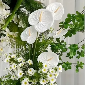 8pcs Artificial Anthurium Flowers, Realistic Faux Tail Flower Stems, Home Decor, Wedding, Bedroom, Elegant Fake Anthurium Bouquet