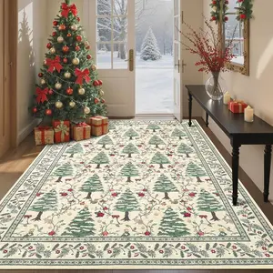 Christmas decorative carpet, Christmas tree print carpet, soft and comfortable area carpet, Home Decorative Rug, Christmas home decoration Christmas Gift, multifunctional suitable for living room area, bedroom bedside, kitchen, sofa, dining table