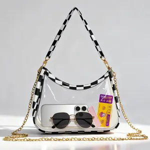 CHERUBEL Women's gym-specific transparent shoulder bag, exquisite crossbody bag, leather handbag, classic clutch bag, underarm bag
