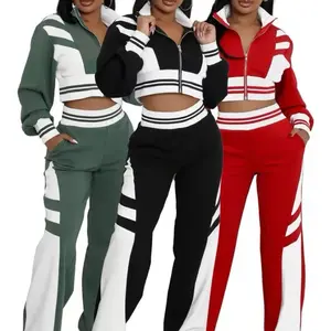 Two piece crop top jacket with matching joggers
