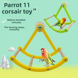 Pirate Ship Parrot Swing Toy, Birdcage Bird Toys for Parakeets, Cockatiels & Conures – Chewing, Climbing Playstand to Relieve Boredom, Pet Bird Supplies