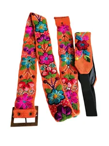 Handmade Floral Embroidered Belt and Headband Set