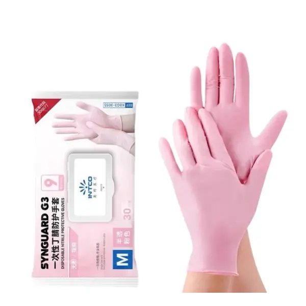 Intco Household rubber durable housekeeping food grade nitrile disposable long sleeve gloves kitchen dishwashing Cleaning Water Proof Pack
