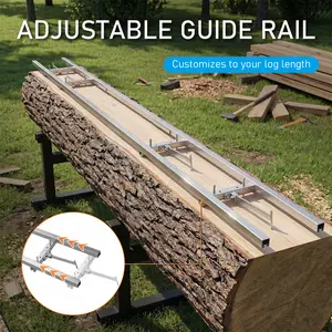 9FT Chainsaw Mill Guide Rail System, Adjustable Aluminum Saw Milling Rail Kit with 4 Crossbars, Work with Chainsaw Mills for Woodworkers, Portable Lumber Cutting Guide for Log Milling, Complete with Tools & Gloves