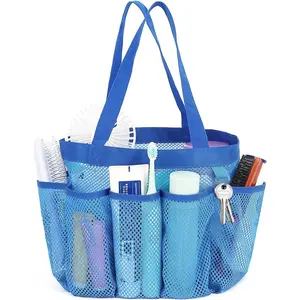 Mesh Shower Caddy Portable for College Dorm Room Essentials, 8-Pocket Large Shower Basket Tote Bag with 2 Handles for Toiletry, Bathroom, Beach, Camp, Gym