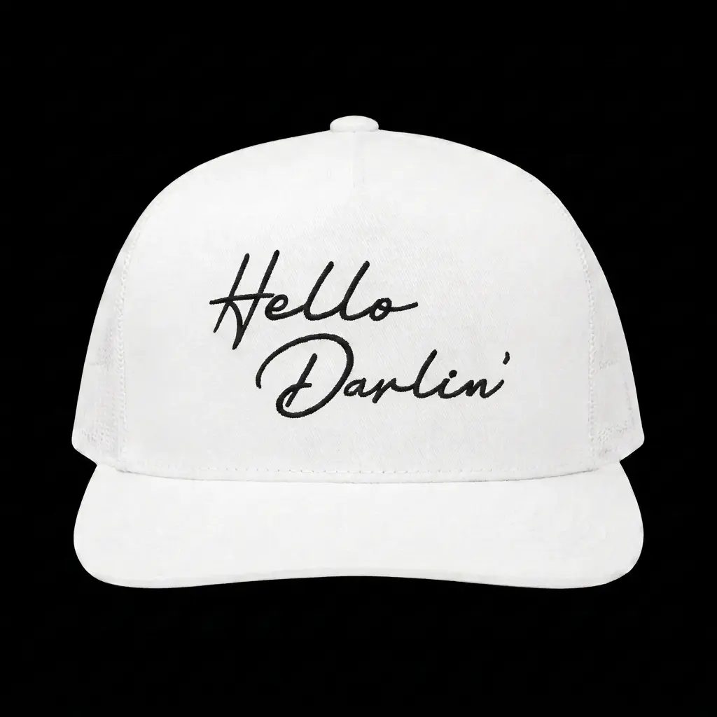 Hello Darlin' MadHatter's Embroidered Snapback Trucker Cap Custom Thread Color Vintage Soft Cotton Adjustable Hat Trendy Streetwear Gift for Men & Women