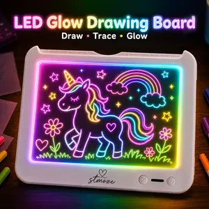 stmoze LED Glow Drawing Board for Kids, Rechargeable Light Up Tracing Board with Markers & Tracing Sheets, Reusable Drawing Pad Gift for Ages 6+