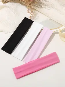 4pcs Pure Color Sports Headbands for Women, Sweat Absorbent Running Hair Bands, Yoga Hair Tie Set, Sporty Style, Sweat Absorbing Headband, Sweat Wicking Headband, All Seasons, Headband Head Wrap