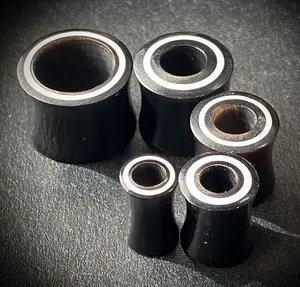 PAIR Double Flare Horn Tunnels w/ Bone Rim Ear Gauges Earlets Organic Plugs