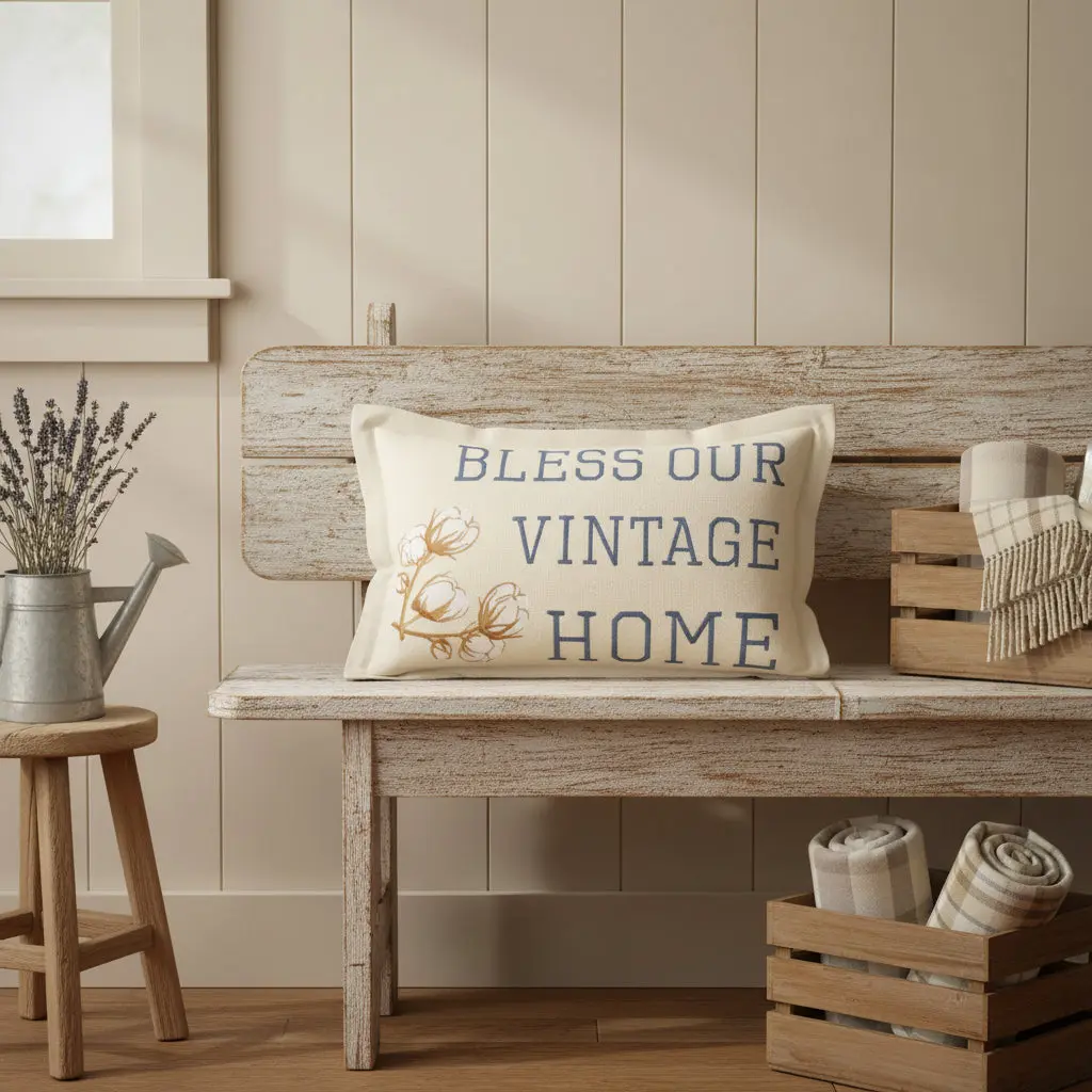 Ashlynn Vintage Single Embroidered Throw Pillow, Home Interior Decor Accent with Button Closure