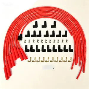 8.5mm Performance Spark Plug Wire Set - Red Silicone Jacket with Straight Boots - Universal Ignition Wire Kit Compatible with 4040 - Durable Heat-Resistant Replacement - Easy Installation